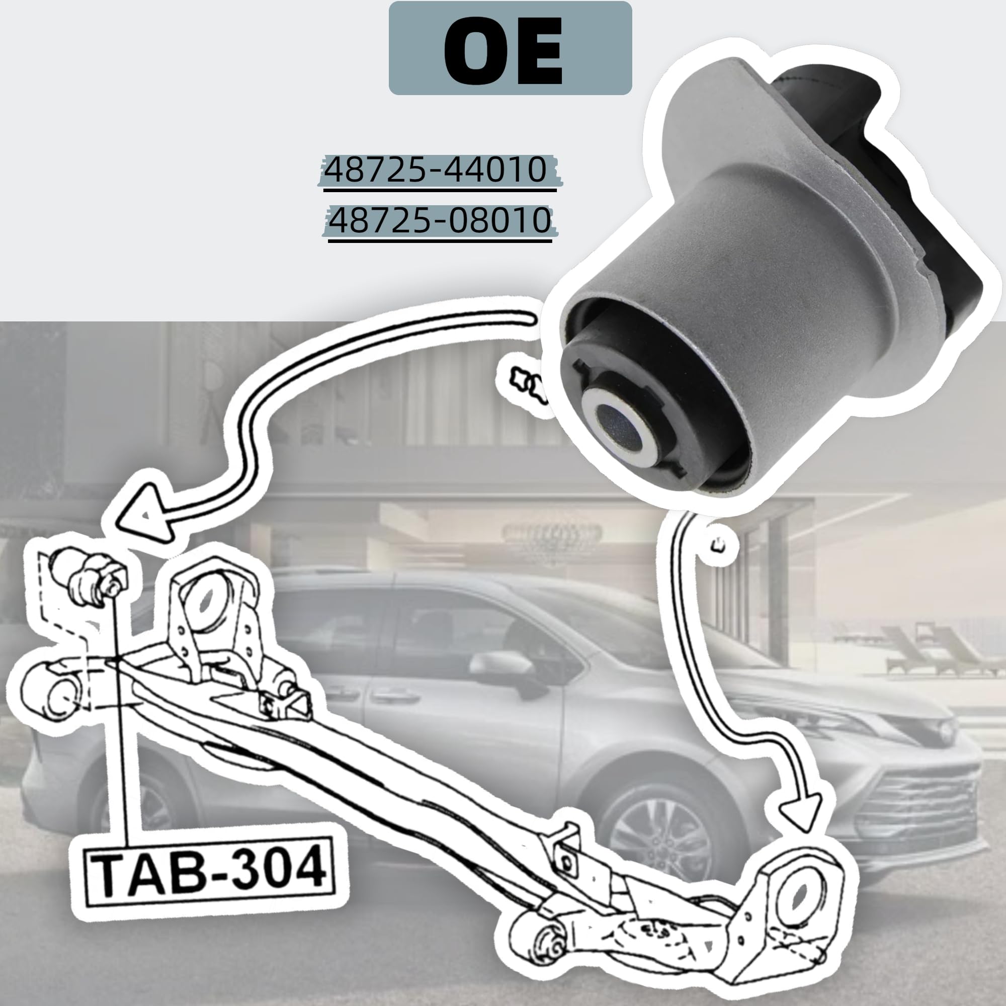 M Genuine OEM Toyota 48725-02250 Front Axle Beam Bushing Rear